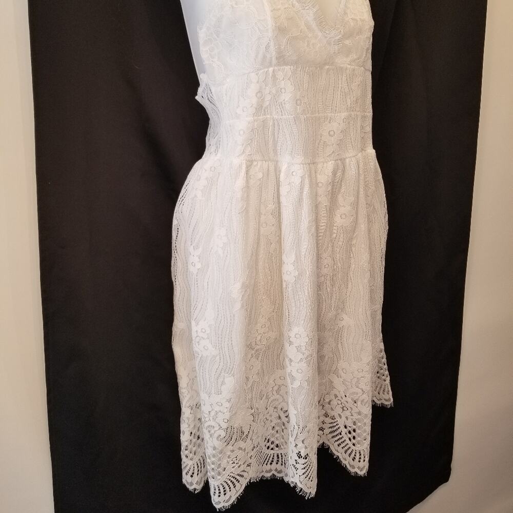 White Mini Dress Lace Spaghetti Strap Backless Sexy Summer Size‎ XL - Picture 4 of 16